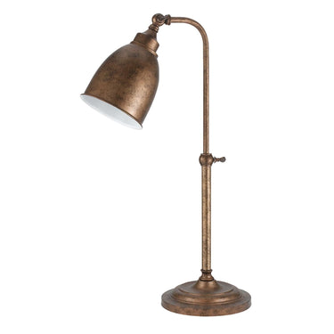 Bronze Metal Adjustable Lantern Table Lamp With Bronze Dome Shade